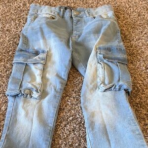 Boohoo Mens Sky Blue Cargo Pants